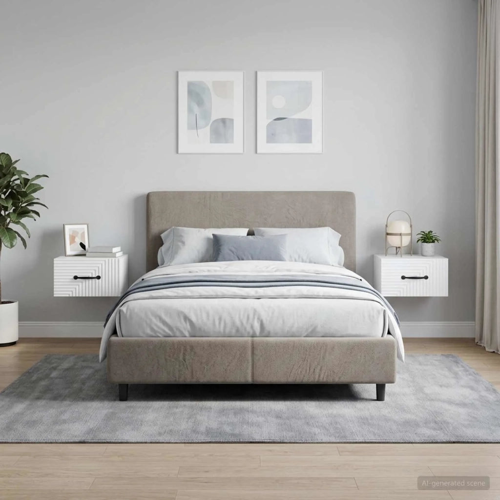 Mobiletto da notte a muro 2 pcs Bianco Lucido 34,5 x 33 x 20 cm 898604