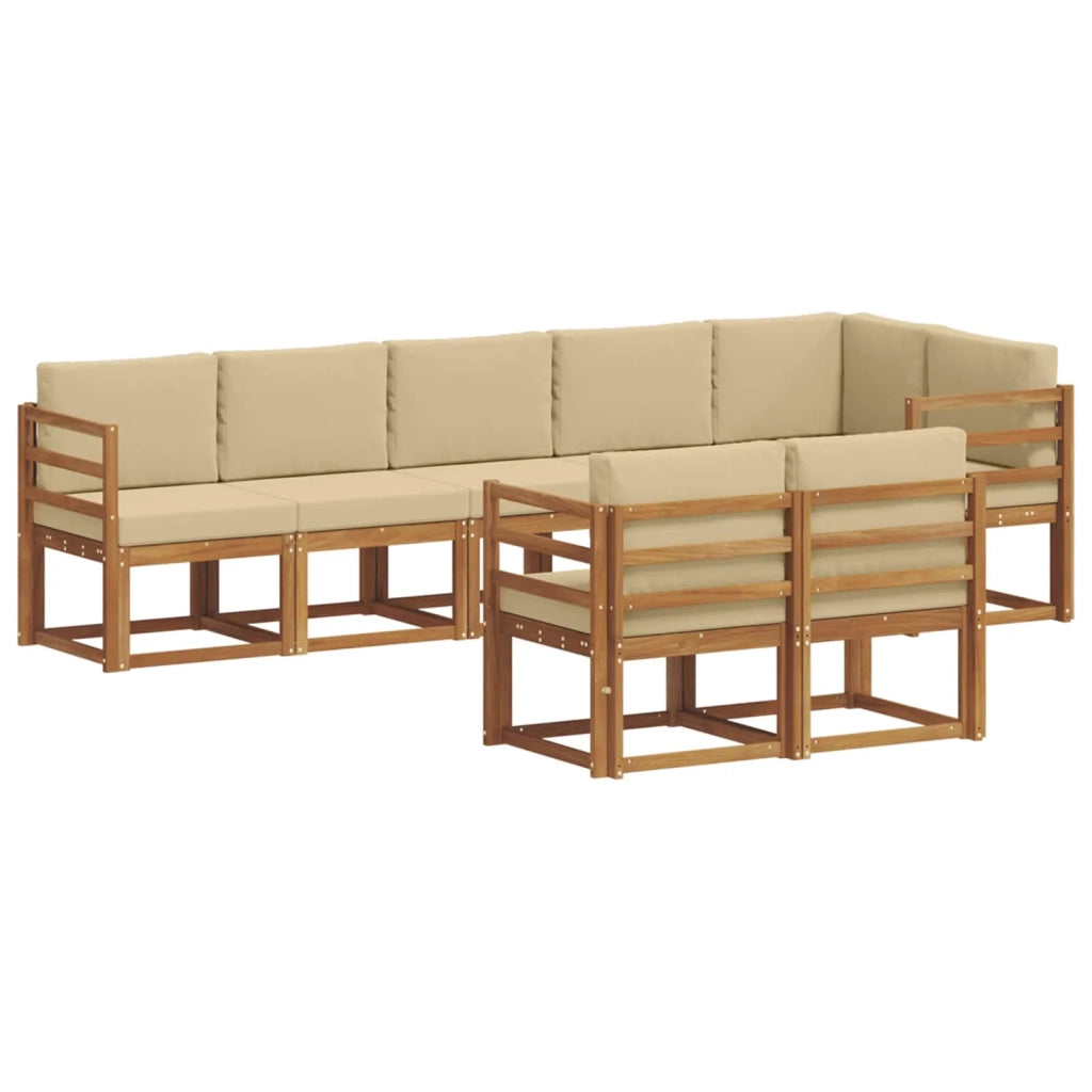 Set di divani da esterno con cuscino 8 pcs Naturale e Beige