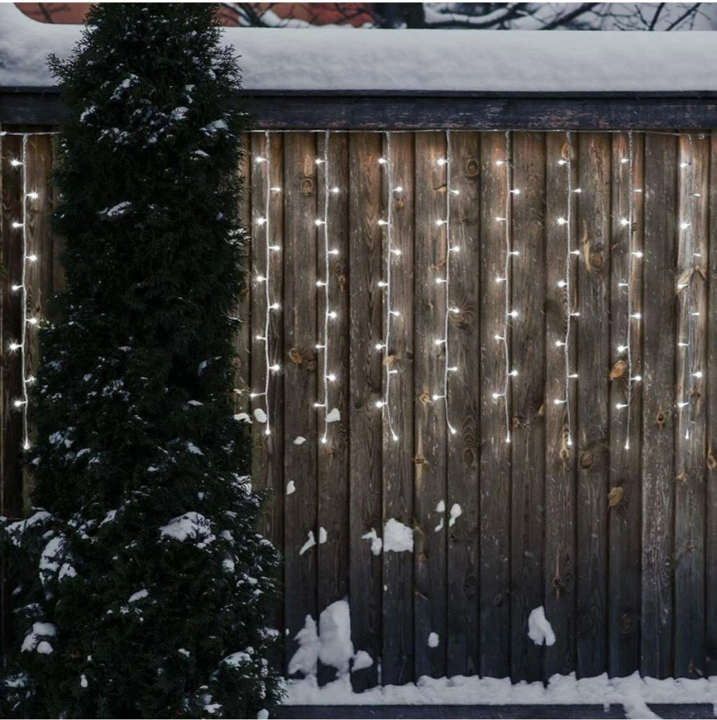 Tenda Luminosa natalizia luci a LED di Natale 6x0,8m 240 a Luce Bianca fredda e Flash Bianco Freddo Prolungabile max 2 unità