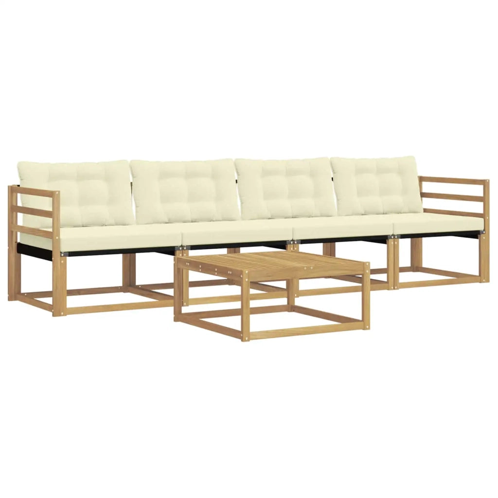 Set di divani da esterno 5 pcs Bianco e Crema 79 x 79 x 37 cm 3388384