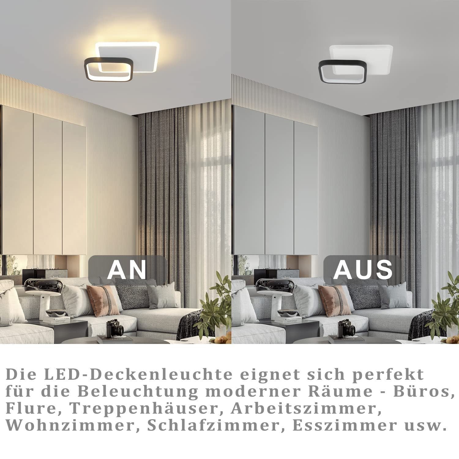 ZMH Lampada da soffitto LED design moderno bianco nero acrilico per soggiorno