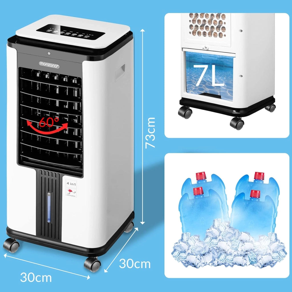 ® Climatizzatore 4in1 Telecomandato 7 L Serbatoio Condizionatore d'aria Ionizzatore Timer Umidificatore Mobile