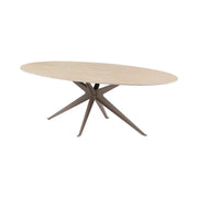 Tavolo da pranzo AVELIS ovale 220 cm in ceramica beige e metallo marrone stile contemporaneo