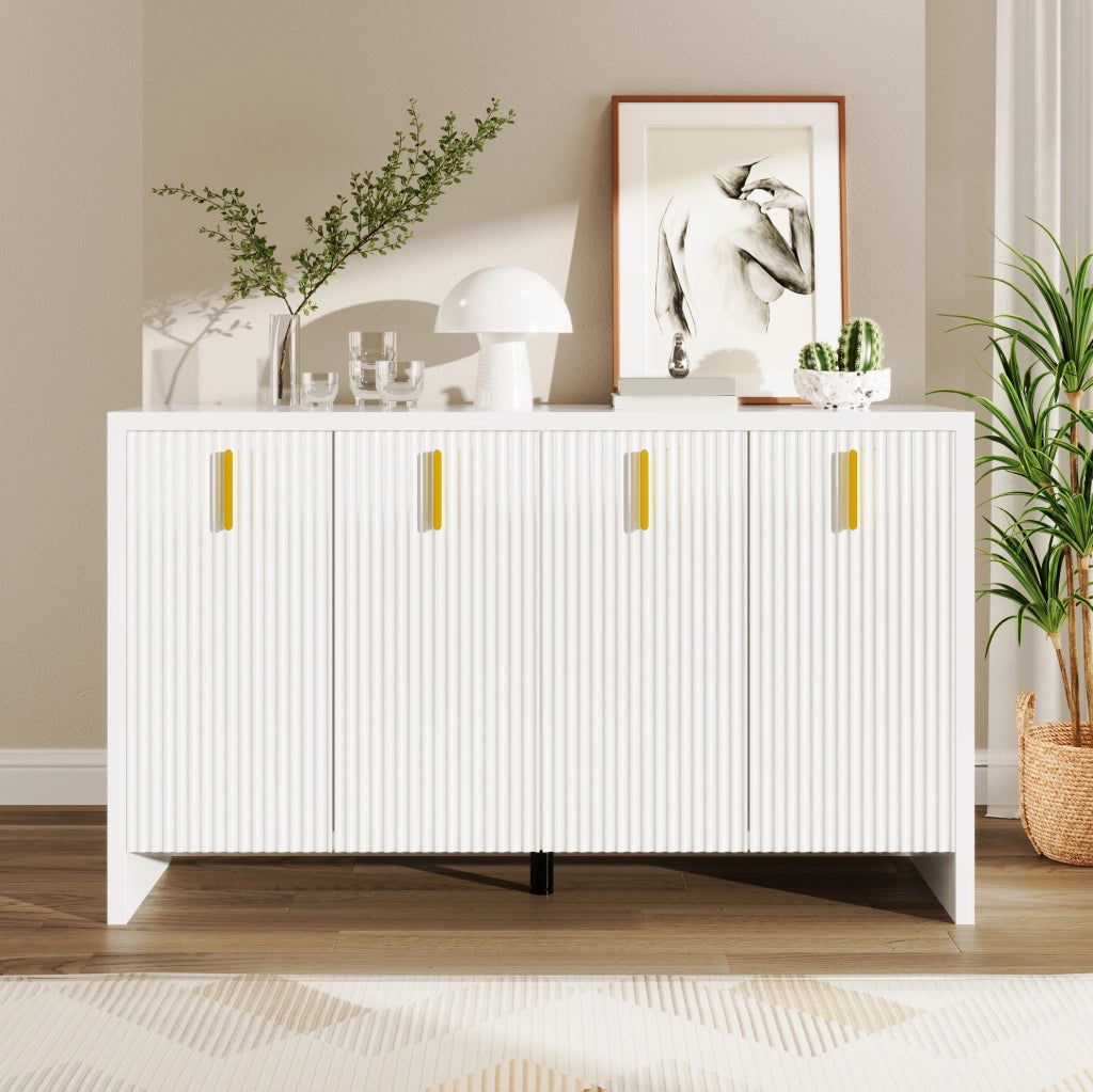Sideboard bianco 140 cm con 4 ante e ripiani regolabili