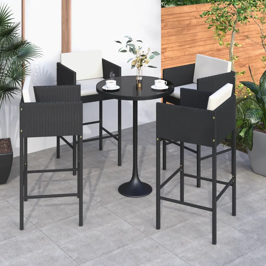 Sgabelli da Bar 4 pz con Cuscini Neri in Polyrattan cod mxl 66232