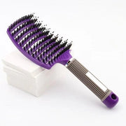 Faccia schiarente con funzione di pedale per massaggi, adatta per capelli ricci e lunghi, veloce asciugatura, pettine per stile e volume, strumento di stile curvo antistatico, utilizzabile sia su capelli bagnati che asciutti, colore blu scuro.