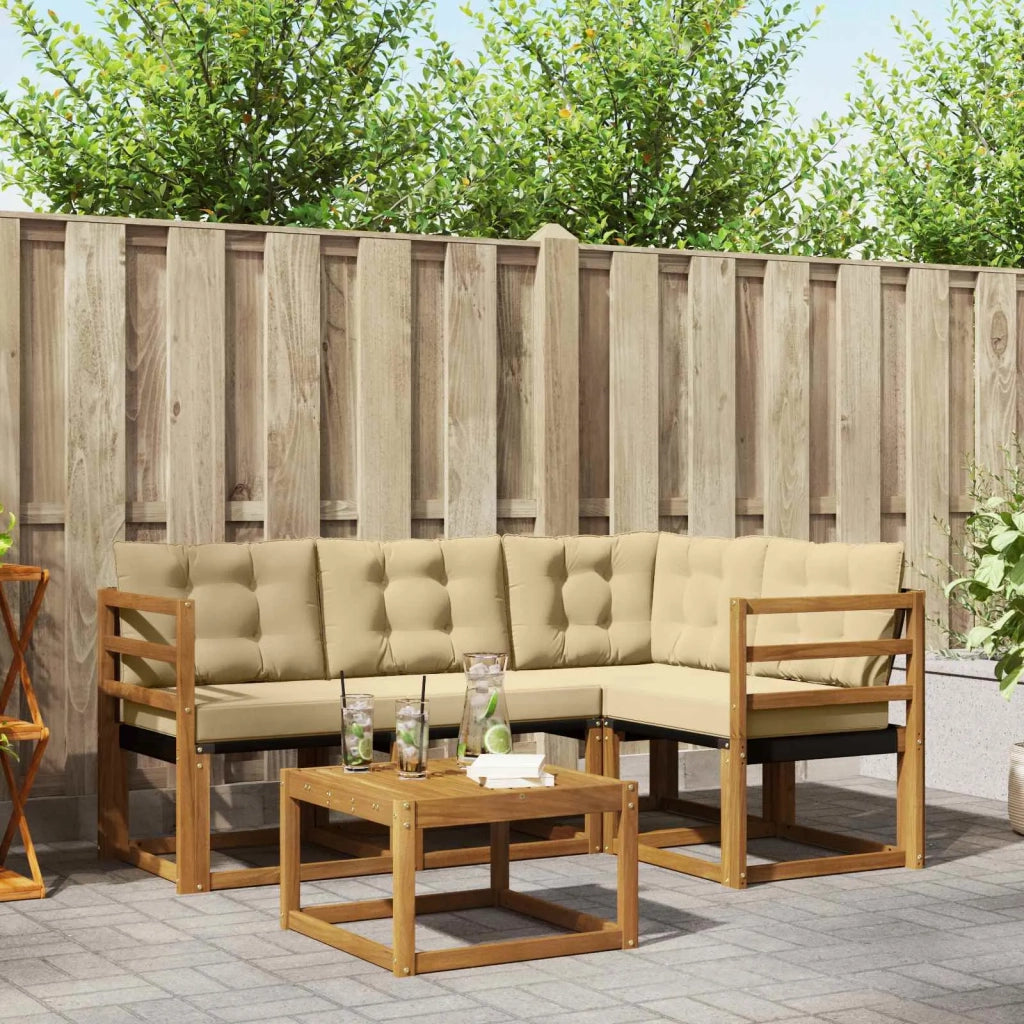 Set di divani da esterno con cuscino 5 pcs Naturale e Beige