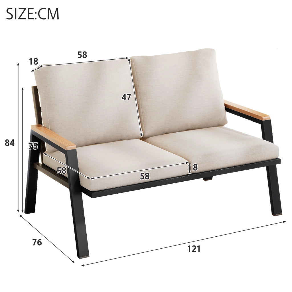 Divano da Giardino 2 Posti ¨C Xylo ¨C Acciaio Zincato, Legno Composito, Grigio Beige