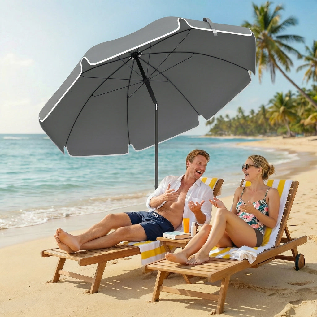Ombrellone da Spiaggia Inclinabile con Borsa ¨C Zephmum ¨C Grigio Scuro ?150x185 cm