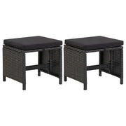Sgabelli da Giardino 2 pz con Cuscini in Polyrattan Nero cod mxl 71235