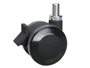 RUOTE ANTITRACCIA IN POLIURETANO CON PERNO GIREVOLE E FRENO 172BISB- - ø mm.50 perno ø mm.10x15 mm.58h port.kg.45 - 4 pezzi AVO