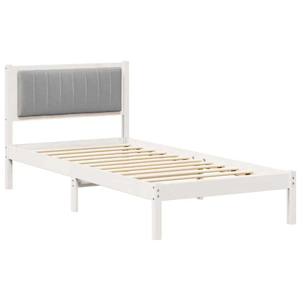 Letto con Testiera Rivestita Grigio chiaro 90 x 200 cm 878288