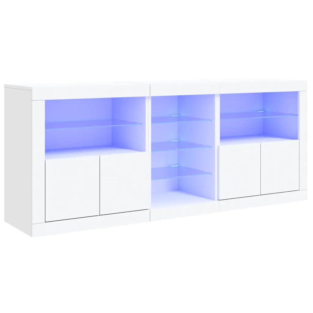 Credenza | Madia | Buffet da pranzo | Armadio da pranzo con Luci LED Bianca 181,5x37x67 cm