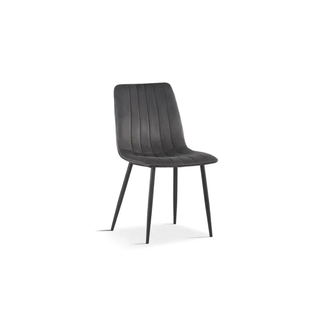 Sedia BRUCE – Velluto grigio – Piedi in metallo nero – H86 x L45 x P55 cm