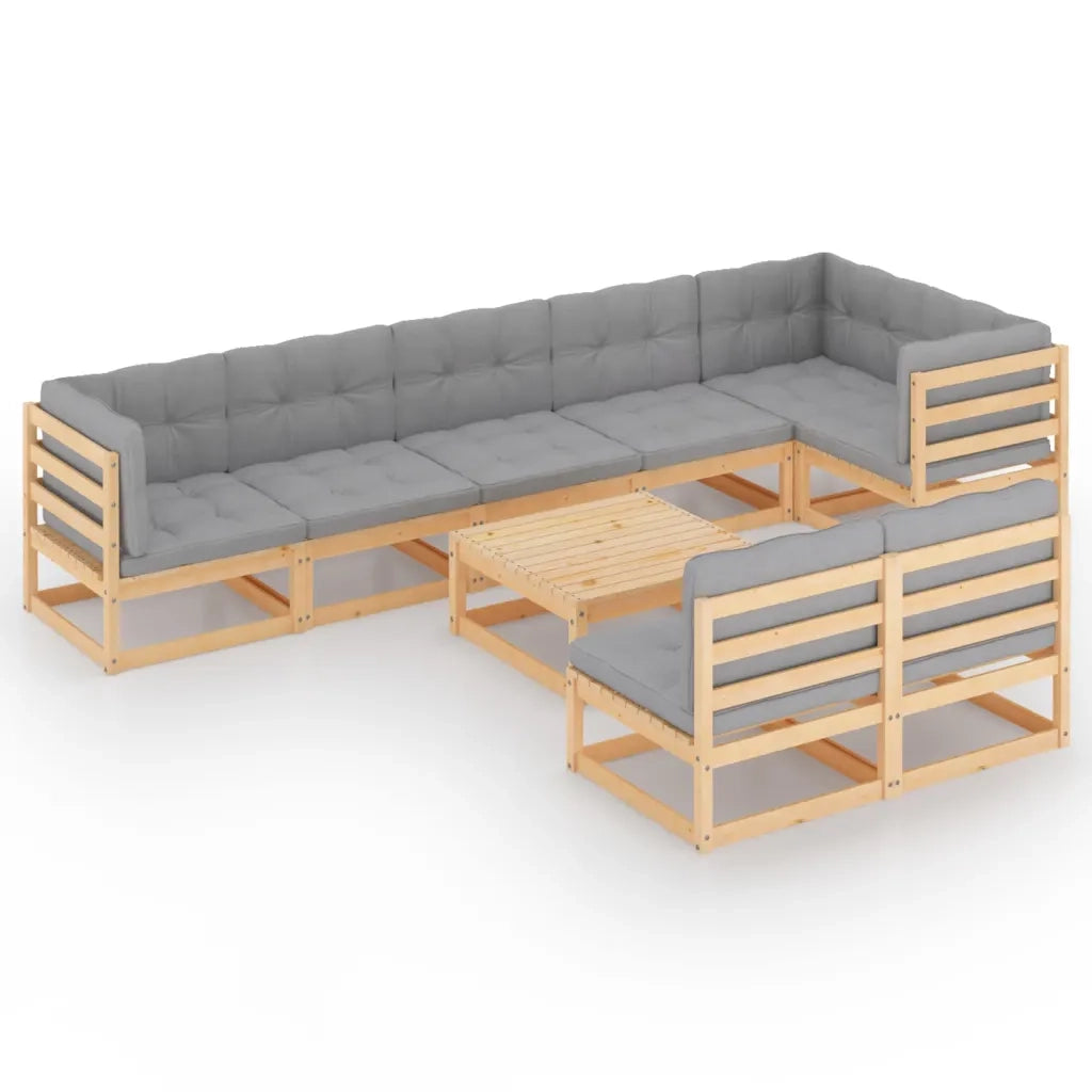 Set Salotto Giardino 9 pz Cuscini Antracite Legno Massello Pino 3076669