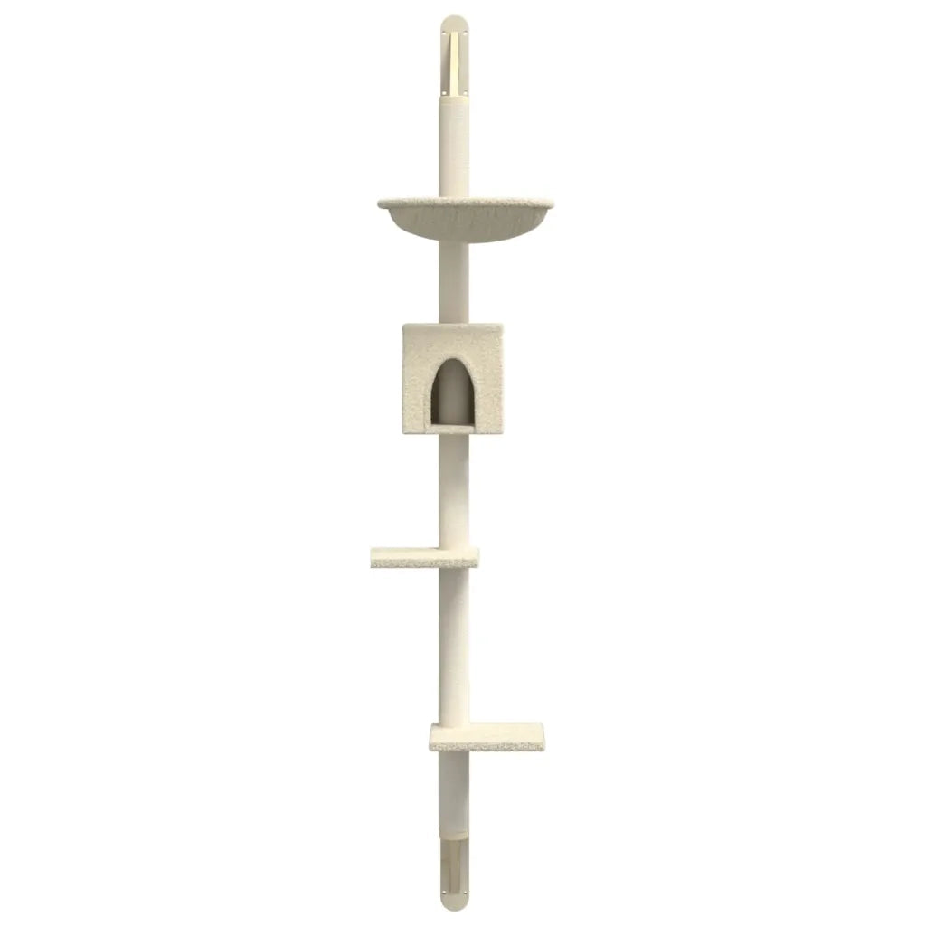 Albero per Gatti con Tiragraffi a Parete Crema 187 cm 172398