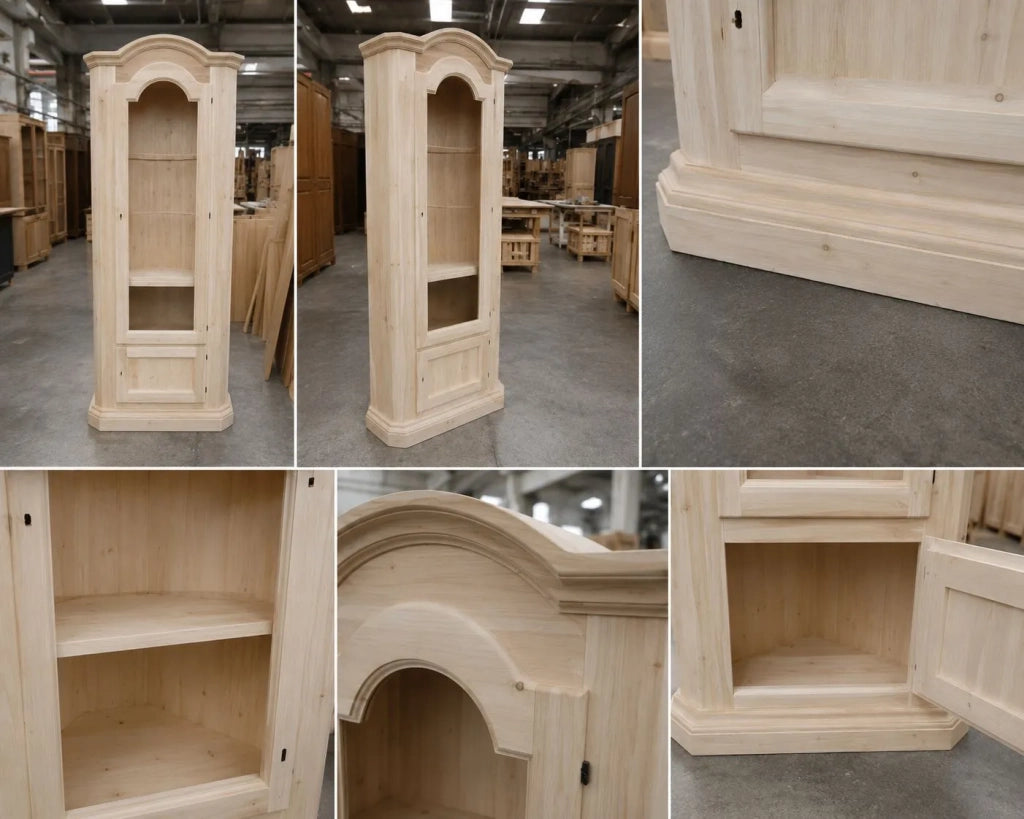 Vetrina ad angolo 2 porte grezzo in legno 55x55x185 (926) - Mobili 2G