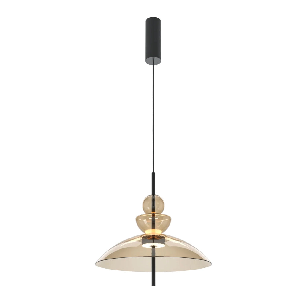 Maytoni Sospensione Moderna Bangkok 1 luce LED integrato nero metallo vetro cognac
