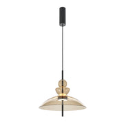 Maytoni Sospensione Moderna Bangkok 1 luce LED integrato nero metallo vetro cognac