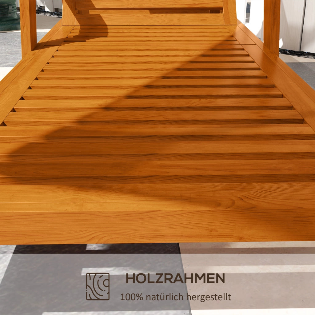 Lettino solare capacit¨¤ di carico fino a 120 kg lettino da giardino terrazza lettino con balcone impermeabile terrazza in legno 66 x 190 x 73 5 cm