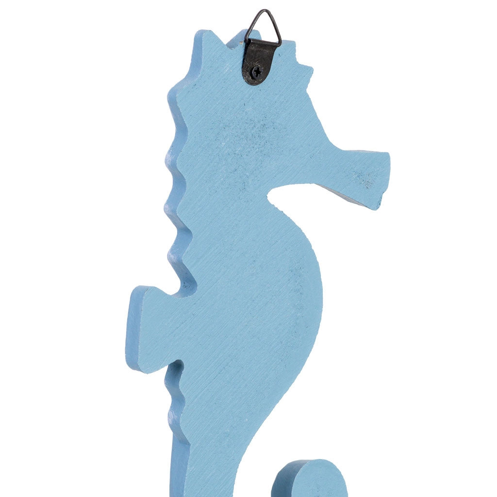 Appendiabiti da parete in legno con 2 ganci, blu, 27x5x26 cm