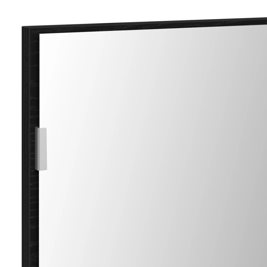 Mobile da Bagno con Specchio e Luce LED Rovere Nero 80x37 cm