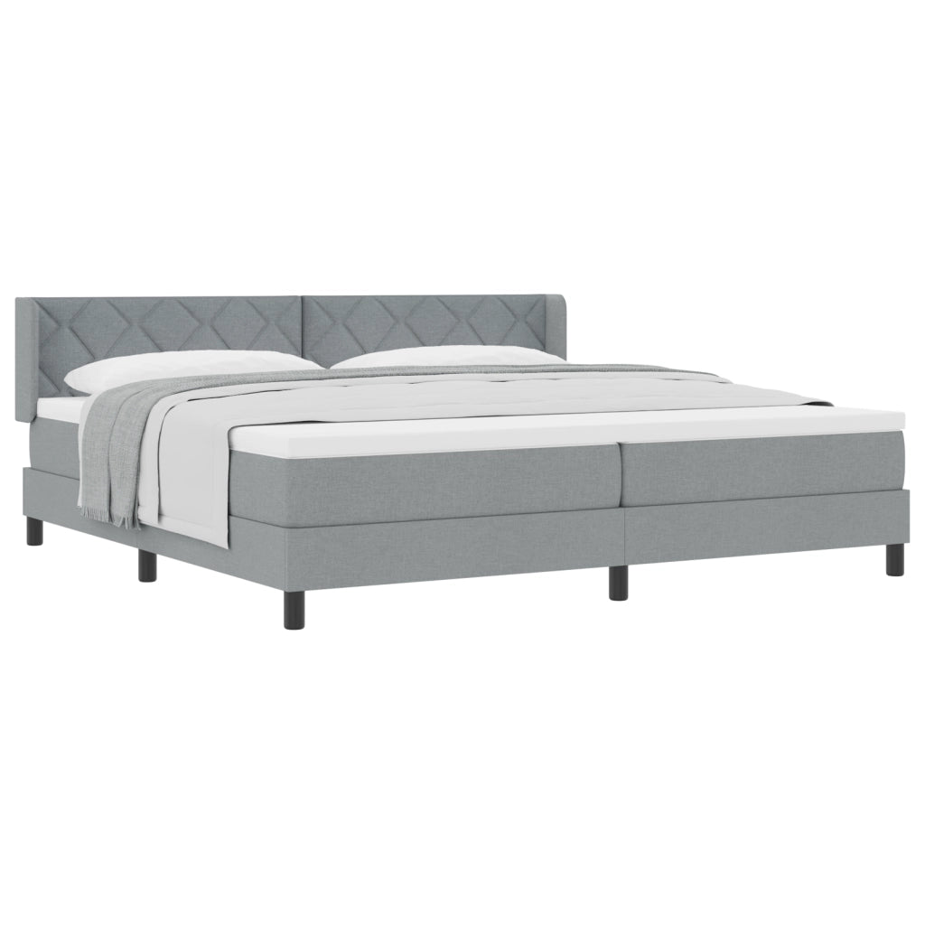 Box Spring Bed con Materasso Grigio Chiaro 200x200 cm Tessuto