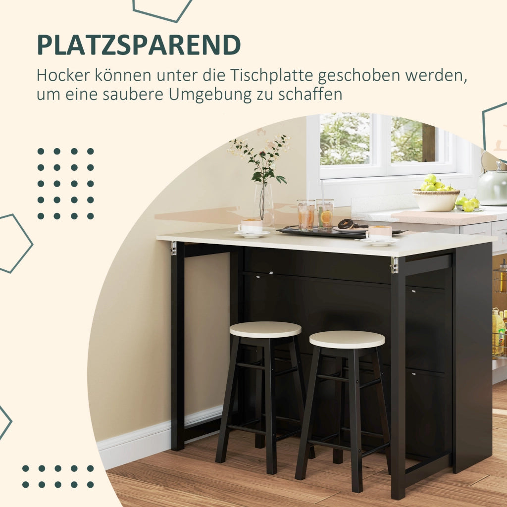 TAVOLO BAR Set da 3 pezzi Pieghevole 116 x 70 cm Nero in compensato