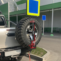 Supporto binda per ruota di scorta, supporto da fissare a ruota di scorta 5“-6,75”, alloggiamento farm jack in acciaio, porta martinetto