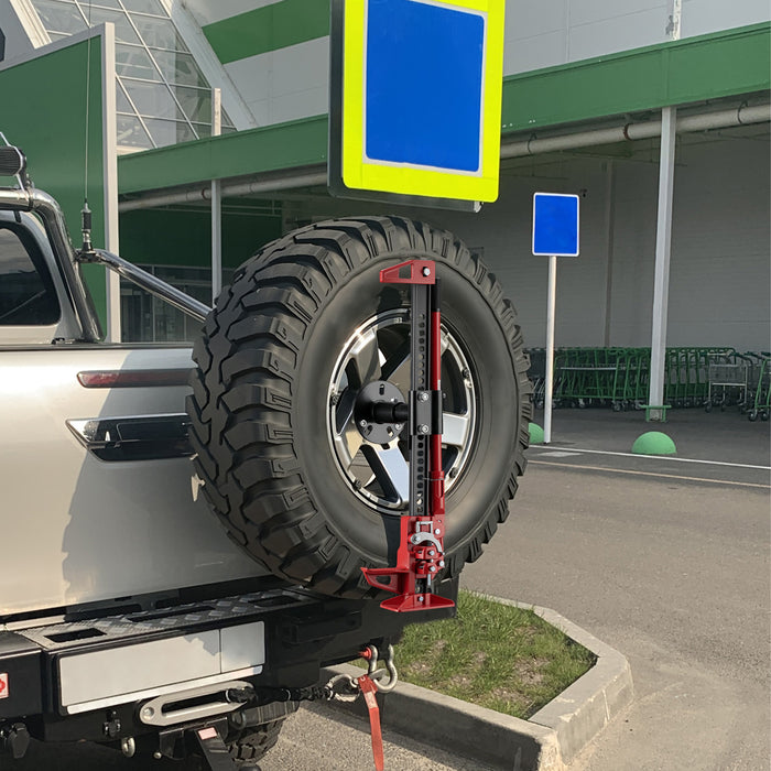 Supporto binda per ruota di scorta, supporto da fissare a ruota di scorta 5“-6,75”, alloggiamento farm jack in acciaio, porta martinetto