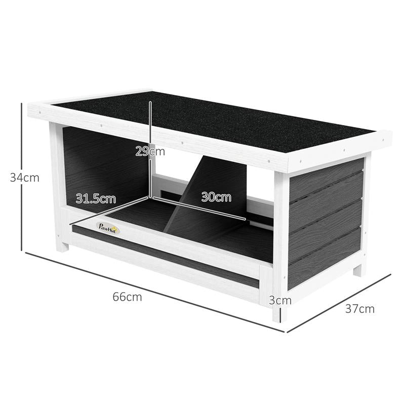 NIDO PER GALLINE A 2 AREE CON BASE RIALZATA E TETTO IN LEGNO E BITUME 66X37X34 CM GRIGIO BIANCO E NERO