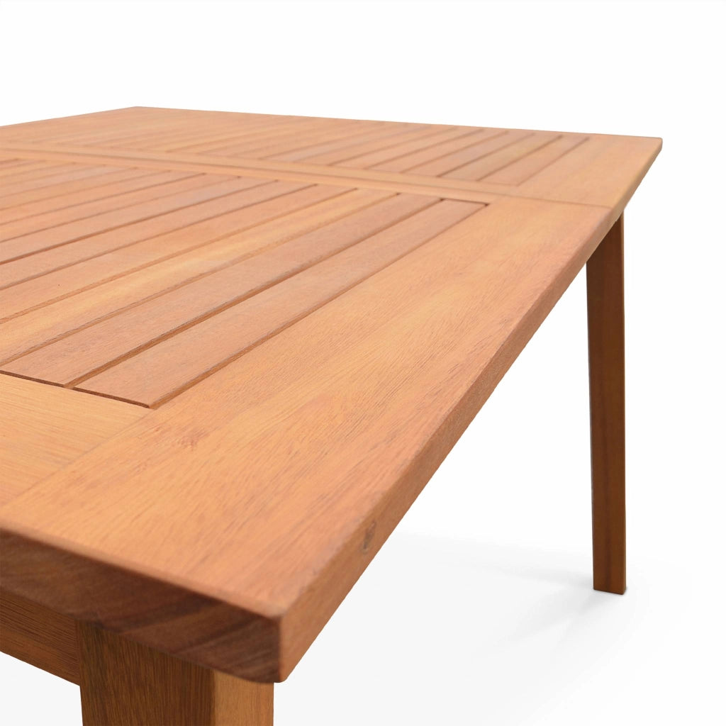Set tavolo da giardino rettangolare allungabile in legno con 8 sedie,