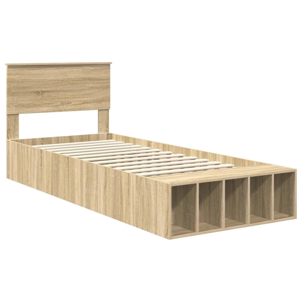 Struttura del letto Rovere Sonoma 90 x 190 cm Legno multistrato