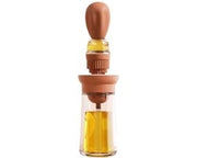 Dispensiere Olio 2-in-1 - Borstello Olio - Spatola per Olio - Contenitore Olio - Capacità 180 ml - Materiale Borosilicaato