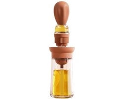 Dispensiere Olio 2-in-1 - Borstello Olio - Spatola per Olio - Contenitore Olio - Capacità 180 ml - Materiale Borosilicaato
