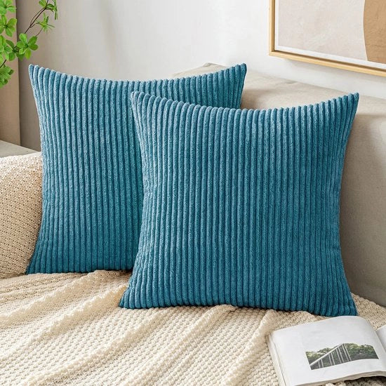 Cuscini di copertura 45 x 45 cm in corduroy set di 2 zeeblauo