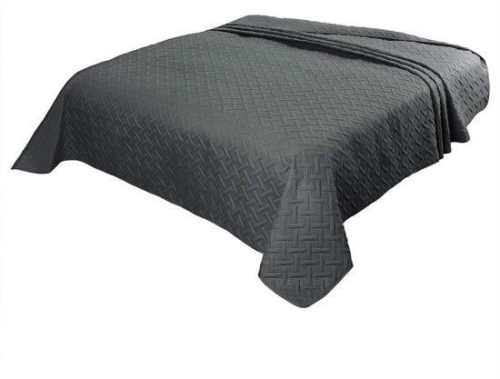 Bedsprei in poliestere - coperta da letto ultracorta - moderna e di tendenza - comoda e calda - grigio scuro - 240x260 cm