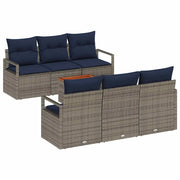 Set Divano da Giardino con cuscino 7 pcs Grigio polyrattan