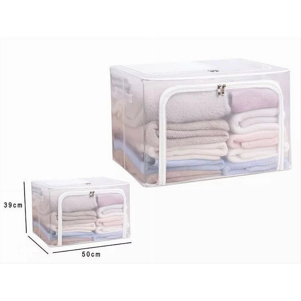 Trade Shop - Box Scatola Salvaspazio Portatutto Vestiti Armadio Organizer 50x40x39 Cm 59982 -