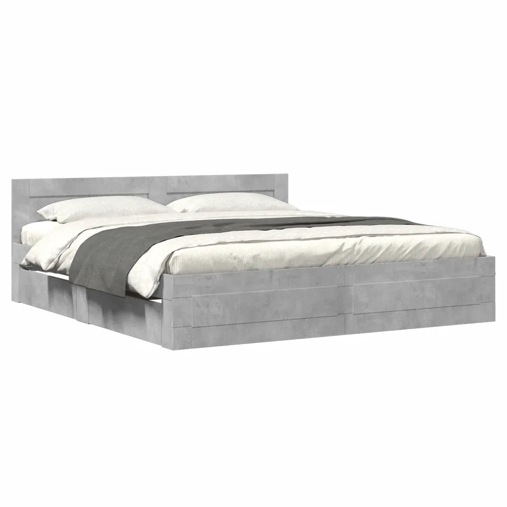 Giroletto Testiera Grigio Cemento 180x200 cm Legno Multistrato
