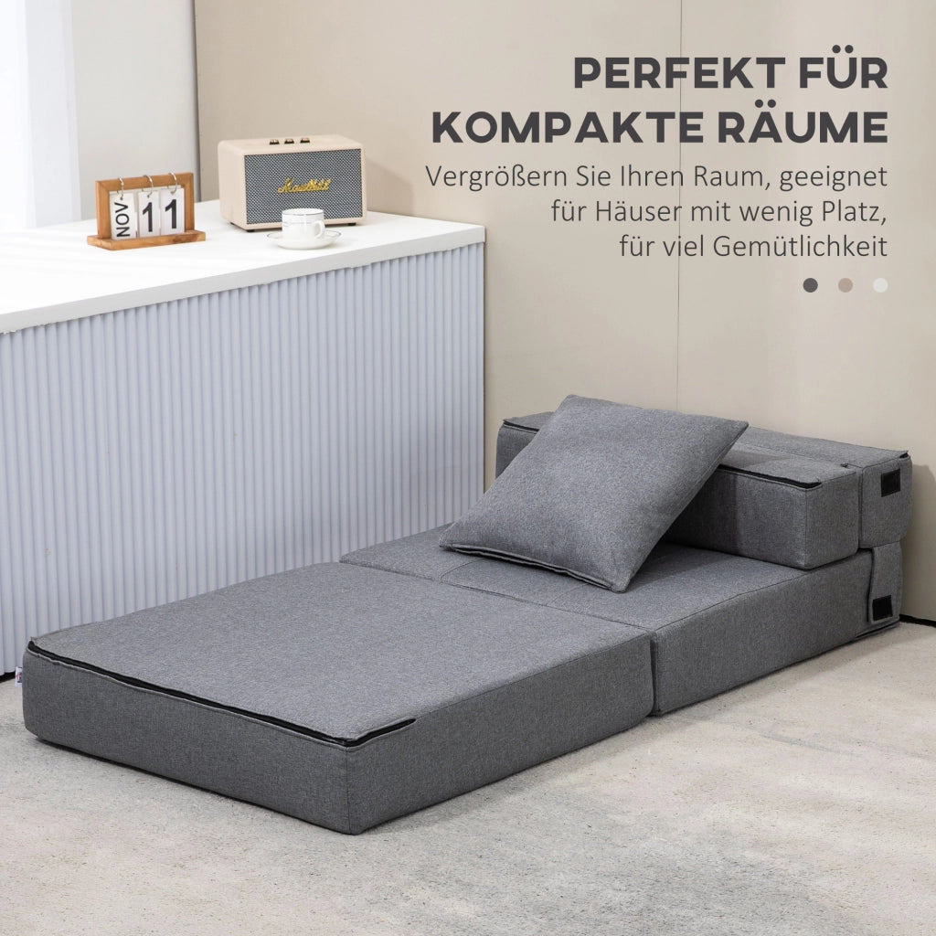 Fauteuil convertible pieghevole con funzione letto e cuscino, per soggiorno e ufficio, in schiuma grigio scuro