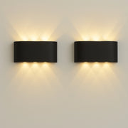 Set 2 Applique da Muro 6 Led Lampada a Parete Nero Luce Bianco Caldo 17x8x4cm