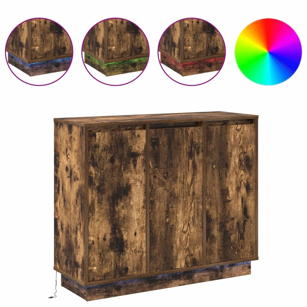 Madia LED Rovere fumé 90 x 32 x 75 cm Legno multistrato 869678
