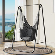 Sedia oscillante per terrazza, balcone e giardino con cuscini di supporto, struttura in acciaio stabile, capacità di carico 150 kg.