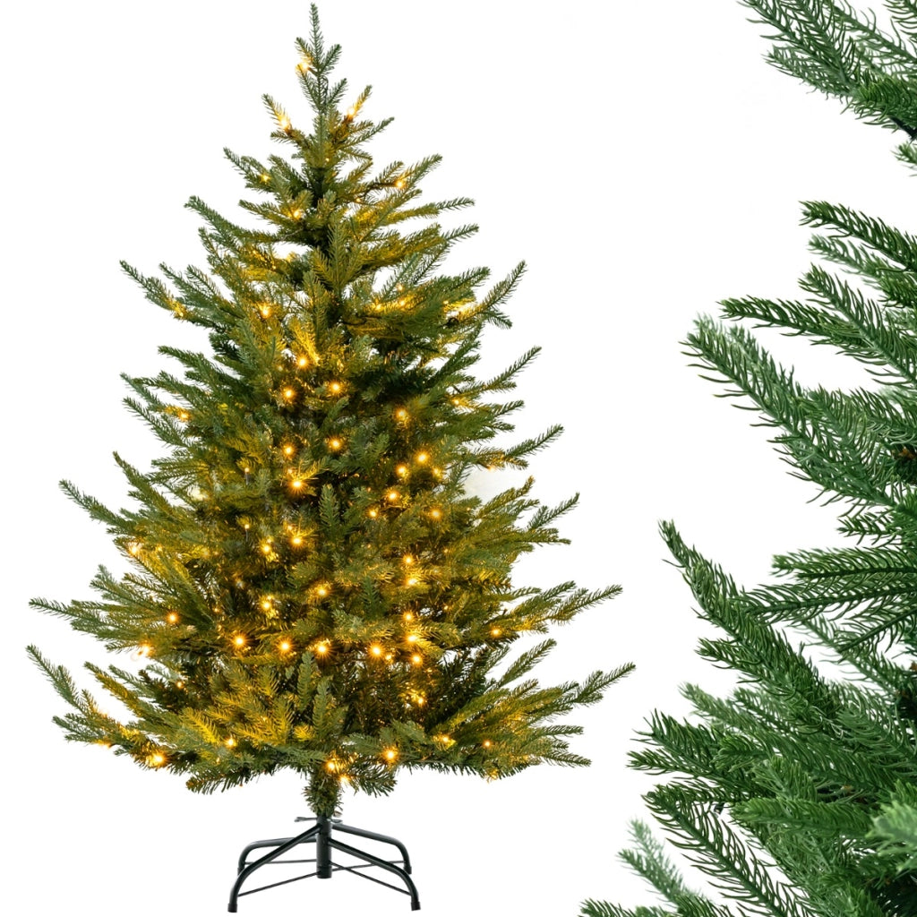 Albero di Natale artificiale da 136cm, Albero decorativo per Natale con 386 rametti in PE e PVC 180 luci a LED-Alberi di Natale