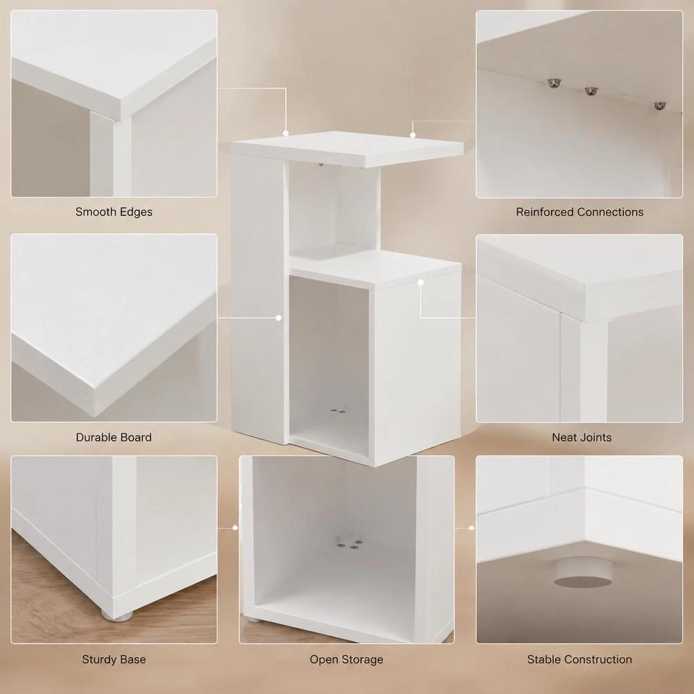 Side Table White 36x30x56 Cm Wood Composite