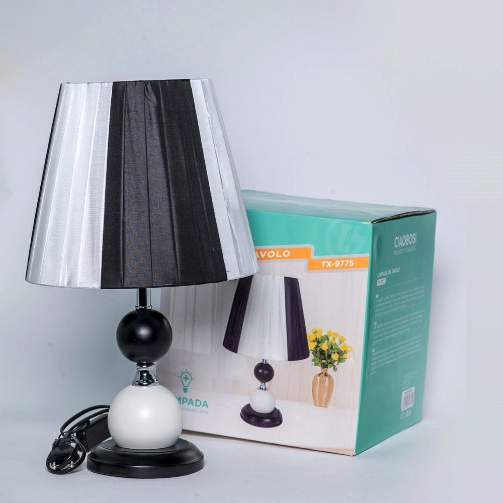 Trade Shop - Lume Lampada Da Tavolo Abat Jour Con Paralume Comodino Camera Casa Luce Tx-9775 -