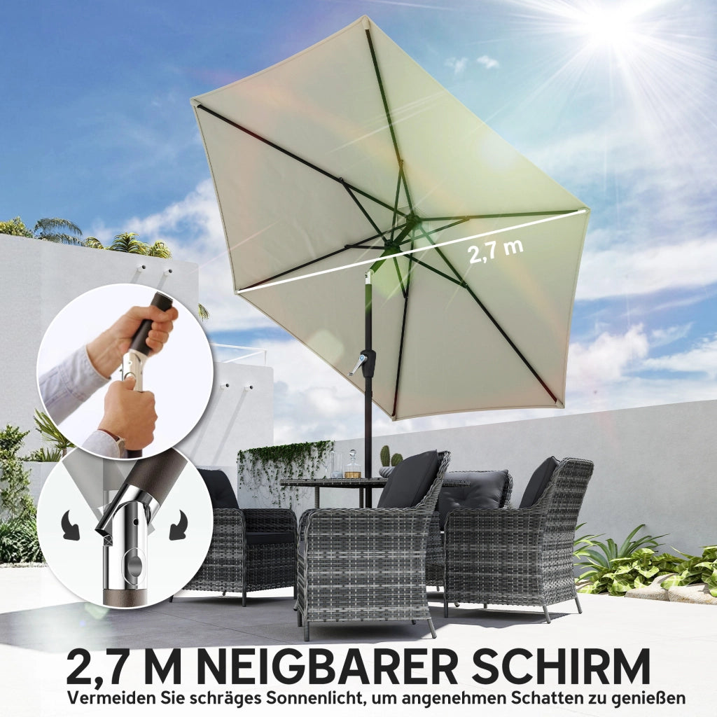 Ombrellone da balcone pieghevole 270 cm crema ¨C zephmum ¨C UV 50+ con manovella