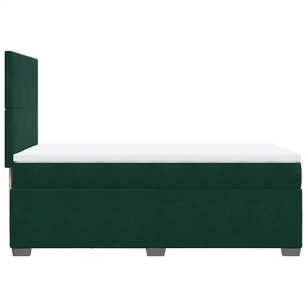 Giroletto a Molle con Materasso Verde Scuro 80x200 cm Velluto