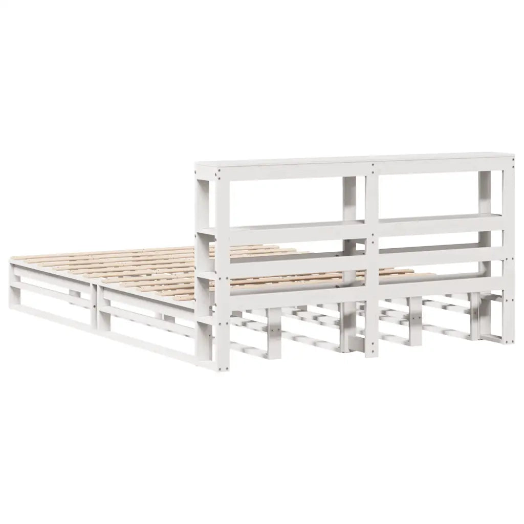 Giroletto con Testiera-Struttura Letto con testiera Bianco 120x200 cm Legno Massello di Pino 135862